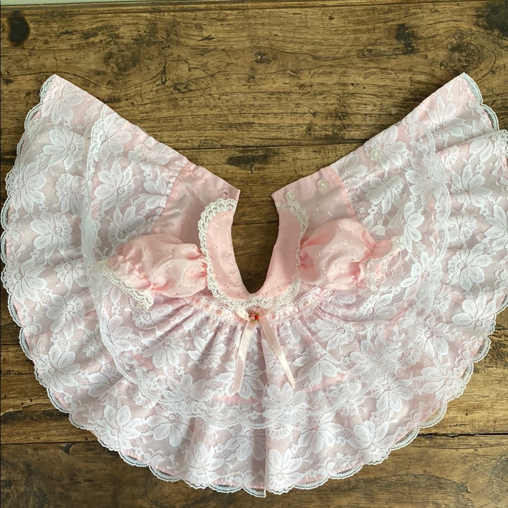 Vintage Little Love Petite Amour Pink Lace Baby Girl Dress size Newborn
